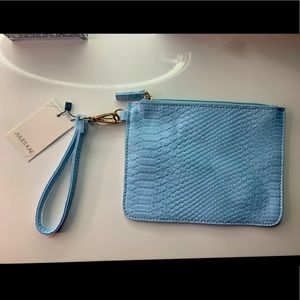 Jules Kae Blue Alligator Clutch